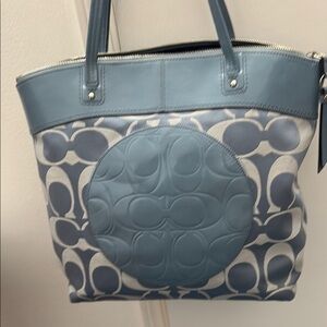 Coach Laura Blue and Gray Signature Tote